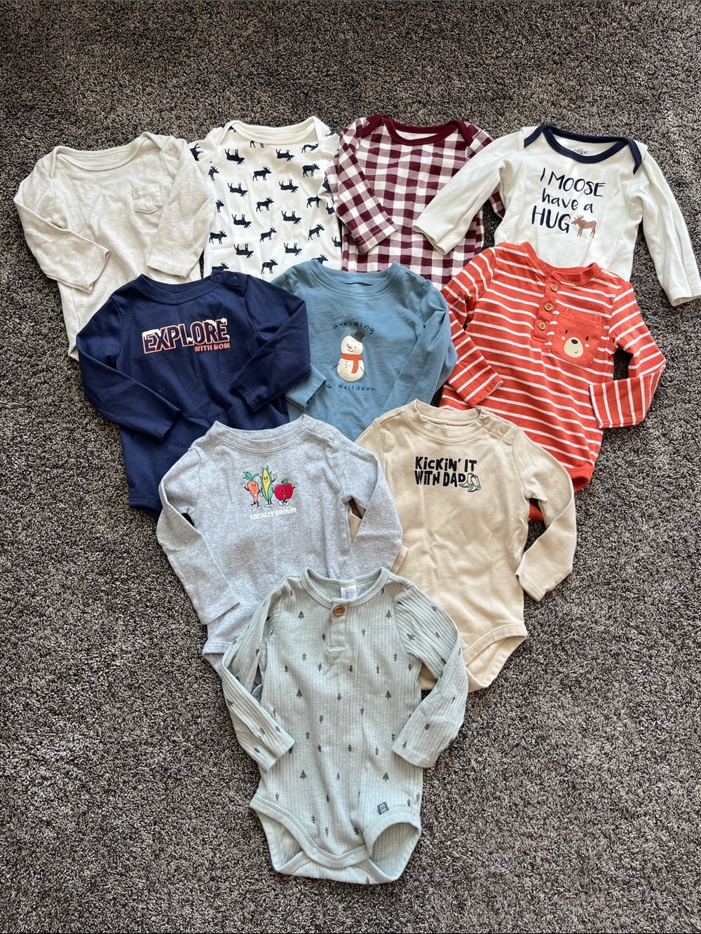 10 Mixed Baby Long-Sleeve Onesies bundle
